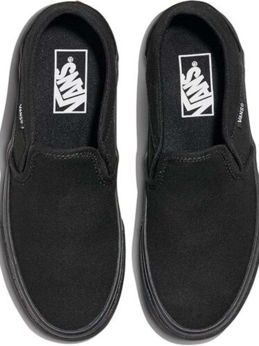 Vans Asher Women’s Slip On Sneakers Shoes Black Canvas Size 6 New Classic